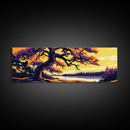 Ancient Oak, Sunset Glow, Canvas Print, Majestic Tree Art, Rustic Wall Decor, Autumn Landscape, Nature Home Artwork, Living Room Piece
