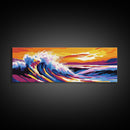 Ocean Waves, Sunset Beach, Vibrant Coastal, Modern Art, Canvas Print, Living Room Wall Art, Beach House Decor, Large Wall Art