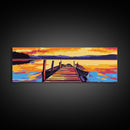 Wooden Dock, Tranquil Lake, Sunset Reflection, Serene Escape, Canvas Print, Cabin Decor, Nature Wall Art, Bedroom Wall Art