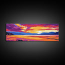 Field Sunset, Sunset Drive, Scenic Travel Art, Framed Canvas Print, Bold Colors, Boho Home Decor, Wanderlust Art, Nature Inspired