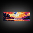 Canyon Sunset, River View, Dramatic Landscape, Framed Canvas Print, Bold Colors, Scenic Wall Art, Living Room Decor, Rustic Home