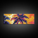 Tropical Palm Trees, Sunset Sky, Boho Wall Art, Framed Canvas Print, Beach House Decor, Vibrant Landscape, Coastal Artwork, Bedroom Art