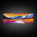 Mountain Valley, Snowy Peaks, Framed Canvas Print, Landscape Art, Home Office Decor, Nature Scene, Fall Artwork, Large Wall Art