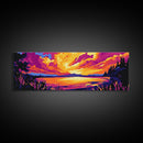 Lake Sunset, Vibrant Reflection, Framed Canvas Print, Cabin Wall Art, Fall Landscape, Cozy Home Decor, Boho Artwork, Large Wall Art