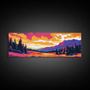 Mountain Sunset, Forest View, Framed Canvas Print, Cozy Cabin Decor, Vibrant Landscape Art, Fall Wall Art, Living Room Art, Rustic Home