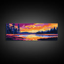 Lake Reflection, Colorful Trees, Sunset Water Scene, Nature Art, Canvas Print, Cabin Decor, Living Room Wall Art, Autumn Inspired Art