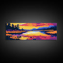Sunset River, Autumn Landscape, Colorful Nature, Framed Canvas Print, Living Room Wall Art, Rustic Decor, Cabin Wall Hanging, Vibrant Art