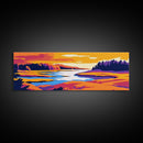 River Valley, Serene Water, Colorful Sunset, Framed Canvas Print, Nature Wall Art, Home Office Decor, Country Landscape, Fall Aesthetic