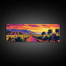 Vineyard Sunset, Rolling Hills, Wine Country, Framed Canvas Print, Farmhouse Art, Dining Room Wall Art, Living Room Decor, Vibrant Colors