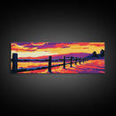 Wooden Fence, Sunset Prairie, Rustic Scenery, Framed Canvas Print, Country Wall Art, Farmhouse Home Decor, Nature Landscape, Autumn Mood