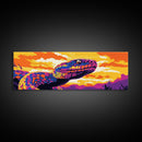 Vibrant Snake, Sunset Wildlife, Colorful Reptile, Nature Art, Framed Canvas Print, Boho Home Decor, Living Room Wall Art, Wildlife Gift