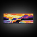 Whale Breach, Ocean Sunset, Marine Life, Vibrant Water, Framed Canvas Print, Nautical Decor, Beach House Wall Art, Coastal Art, Gift Idea