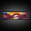 Desert Arch, Sunset Landscape, Western Nature, Vibrant Rocks, Framed Canvas Print, Boho Home Decor, Office Wall Art, Nature Lover Gift
