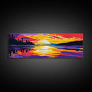 Lake Reflection, Tranquil Water, Mountain Sunset, Serene Scene, Framed Canvas Print, Zen Wall Art, Bedroom Decor, Meditative Gift