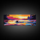 Sunset Swimmer, Water Reflection, Vibrant Wall Art, Framed Canvas Print, Living Room Decor, Modern Art, Colorful Home Accent