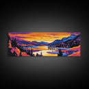Twilight Lake, Mountain Reflection, Nature Serenity, Canvas Print, Living Room Wall Art, Modern Landscape, Wilderness Decor, Cozy Vibes