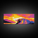 Ocean Wave, Beach Wall Art, Coastal Decor, Framed Canvas Print, Colorful Seascape, Modern Art, Surfing Gift, Vibrant Painting