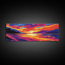 Lake Sunset, Nature Art, Scenic Wall Art, Framed Canvas Print, Vibrant Waterscape Painting, Colorful Living Room Art, Modern Coastal Decor