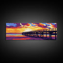 Sunset Pier, Beach Wall Art, Coastal Decor, Vibrant Seascape, Framed Canvas Print, Modern Home Art, Large Landscape, Ocean Sunset
