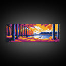 Lakeside Forest, Autumn Reflection, Serene Landscape, Nature Escape, Framed Canvas Print, Rustic Wall Art, Warm Colors, Relaxing Art
