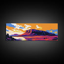 Desert Plateau, Mountain View, Vibrant Landscape, Bold Nature Scene, Framed Canvas Print, Southwestern Decor, Living Room Wall Art