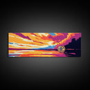 Sunset Reflection, Golden Lake, Tranquil Water, Vibrant Sky, Framed Canvas Print, Living Room Decor, Colorful Nature, Serene Art