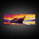 Shipwreck Sunset, Abandoned Boat, Nautical Scene, Dramatic Seascape, Framed Canvas Print, Coastal Wall Art, Living Room Decor