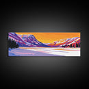 Snowy Mountains, Winter Scene, Sunset, Canvas Print, Cozy Cabin Art, Rustic Wall Decor, Mountain Lovers Gift, Serene Nature Print