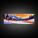 Alpine Valley, Winter, Snow, Framed Canvas Print, Mountain Landscape, Nature Lover Gift, Scenic Winter Painting, Christmas Wall Art