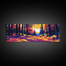 Autumn Forest, Fall Wall Art, Vibrant Nature Scene, Rustic Cabin Decor, Canvas Print, Woodland Path, Cozy Living Room Art, Adventure