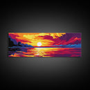 Golden Horizon, Tranquil Sea, Scenic Beauty, Canvas Print, Nautical Wall Art, Sunset Painting, Summer Home, Vibrant Wall Art