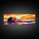 Sunset Serenity, Woman Floating, Peaceful Escape, Canvas Print, Boho Wall Art, Self-Care Theme, Relaxing Bedroom Decor, Gift Idea