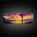 Sunset Wires, telephone pole, urban landscape, rustic decor, colorful wall art, Living Room Wall Art, Canvas Print, Framed Canvas Print