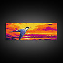 Seagull Flight, sunset bird, coastal decor, ocean lover gift, nature wall art, Beach House Wall Art, Canvas Print, Framed Canvas Print