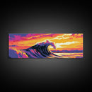 Rolling Wave, ocean power, surf painting, coastal home decor, surfer aesthetic, Beach Wall Art, Canvas Print, Framed Canvas Print