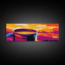 Coffee Mug Sunset, Warm Tones Wall Art, Rustic Kitchen Art, Cozy Coffee Lover Gift, Framed Canvas Print, Autumn Home Decor