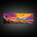 Golden Field Horizon, Scenic Countryside Art, Vibrant Sunset Landscape, Rustic Fall Decor, Framed Canvas Print, Cozy Home Wall Art