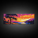 Lakeside Sunset, Scenic View, Tranquil Nature, Framed Canvas Print, Relaxing Landscape, Living Room Decor, Sunset Wall Art