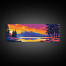 Mountain Lake, Forest Reflection, Serene Nature, Canvas Print, Adventure Wall Art, Cabin Decor, Wilderness Landscape, Sunset Scene