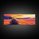 Desert Scene, Wild Grass, Vibrant Sky, Framed Canvas Print, Southwest Wall Art, Boho Decor, Minimalist Landscape, Warm Tones