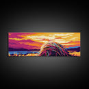 Coastal Waves, Sunset Glow, Rugged Cliffs, Canvas Print, Seascape Art, Modern Wall Decor, Beach House Style, Nautical Artwork