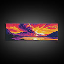 Erupting Mountain, Fire Sky, Canvas Print, Dramatic Landscape Art, Intense Wall Art, Adventure Decor, Large Artwork, Office Wall Art
