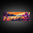 Floral Lake, Wildflower Sunset, Framed Canvas Print, Botanical Wall Art, Nature Scene, Boho Home Decor, Bedroom Artwork, Office Art