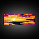 Speedboat, Ocean Sunset, Coastal Escape, Canvas Print, Vibrant Nautical Art, Beach House Wall Decor, Living Room Artwork, Boho Style
