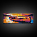 Canoe Journey, Sunset Waters, Relaxing Nature Scene, Canvas Print, Cozy Lodge Wall Art, Rustic Decor, Peaceful Lakehouse Art