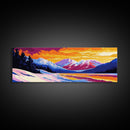 Snowy, Mountains, Lake, Framed Canvas Print, Winter Landscape Art, Nature Wall Art, Cabin Decor, Holiday Artwork, Serene Christmas Art