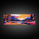Mountain River, Autumn Landscape, Rustic Wall Art, Nature Painting, Vibrant Wilderness Print, Framed Canvas Print, Cabin Wall Art