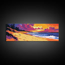 Beach Sunset, Coastal Vibes, Ocean Landscape, Tropical Wall Art, Vibrant Seascape, Framed Canvas Print, Living Room Wall Decor