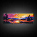 River Valley, Wild Nature, Sunset Glow, Canvas Print, Rustic Wall Art, Mountain Landscape, Vibrant Home Decor, Scenic Painting