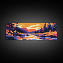 Forest River Painting, Autumn Landscape, Mountain Stream Art, Nature Wall Decor, Rustic Cabin Art, Cozy Fall Aesthetic, Canvas Print